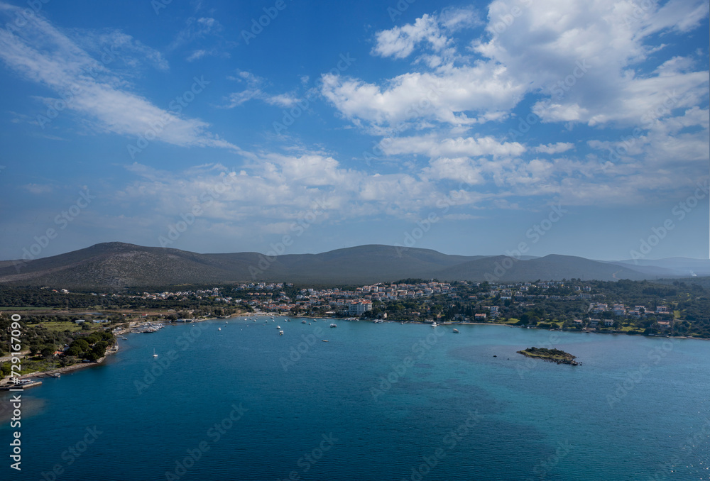 Ildır Beach drone view of Izmir-Çeşme district in Turkey.​