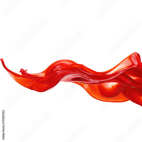 Red Ketchup or tomato sauce splash in the air on trasparent background