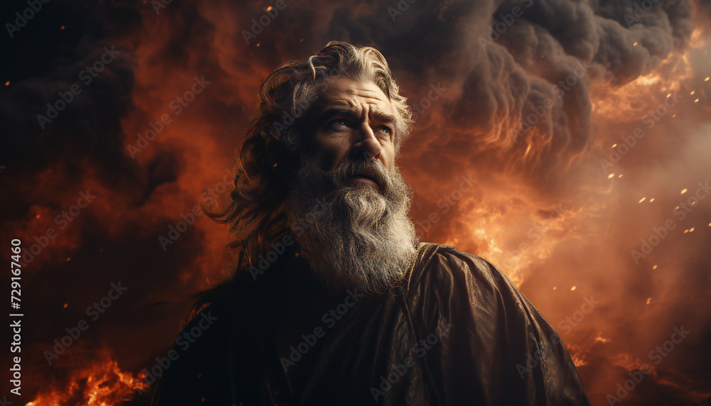 Fototapeta premium Recreation of celestial God with extended arms