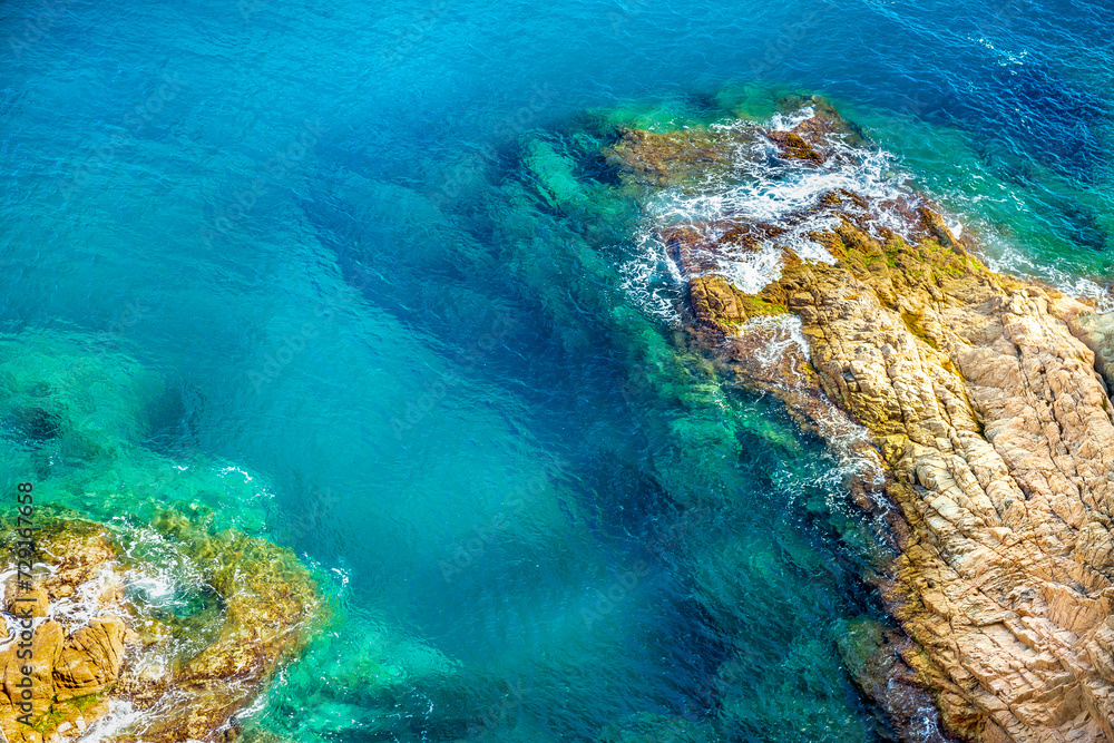 Aerial view of crystal clear sea water