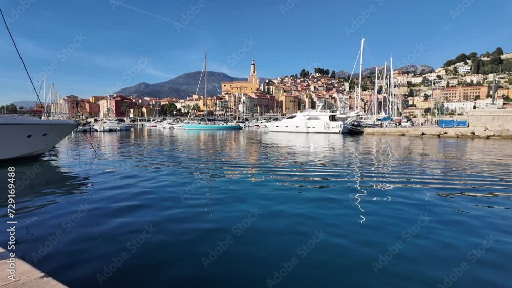 Panorama of Coastline street of town of Menton, Provence Alpes-Cote d'Azur, France Panorama of Coastline street of town of Menton, Provence Alpes-Cote d'Azur, France