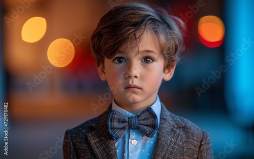 Young Boy Wearing Suit and Bow Tie