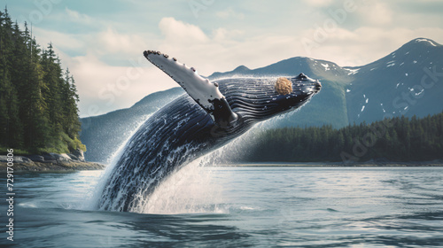 Alaskan humpback whale leaps © Rimsha