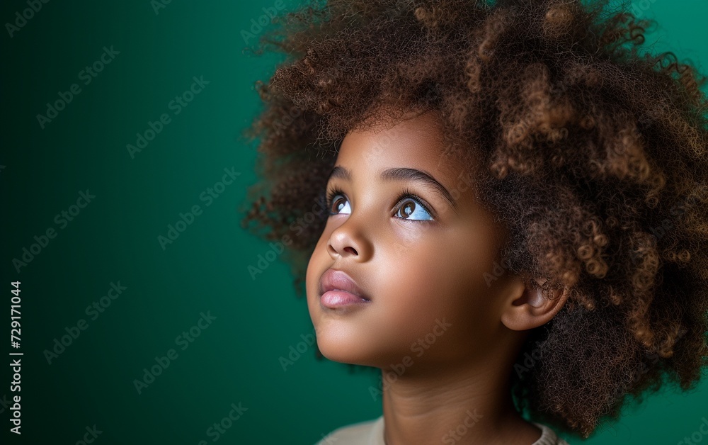 Close-Up Portrait of Multiracial Childs Face on Green Background Close-Up Portrait of Multiracial Childs Face on Green Background