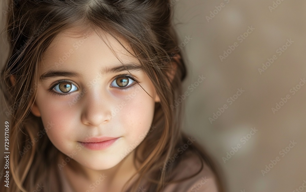 Close-Up of a Young Girl With Blue Eyes