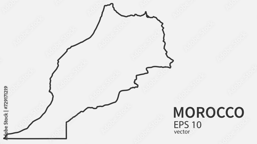 Vector line map of Morocco. Vector design isolated on white background.	
