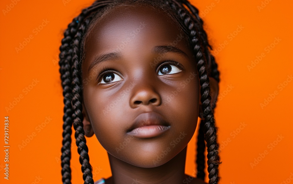 Close-Up Portrait of a Multiracial Child With Braids Close-Up Portrait of a Multiracial Child With Braids