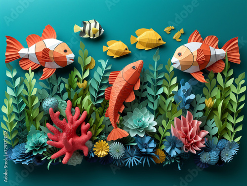 Papercraft of the undersea world