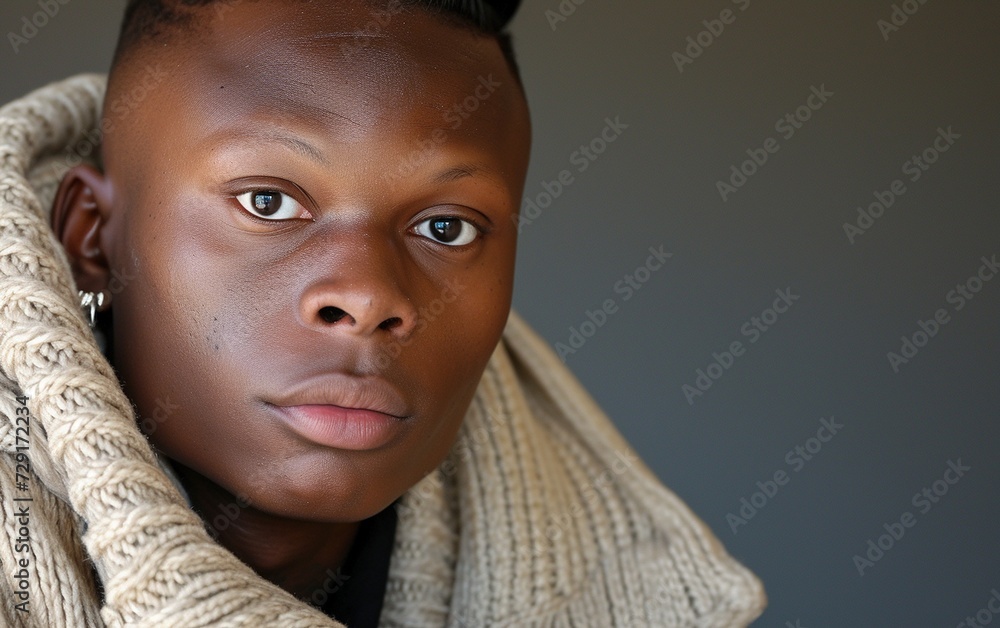 Multiracial Woman in Sweater Looking at Camera Multiracial Woman in Sweater Looking at Camera