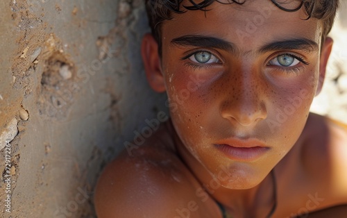 Close Up of Young Man With Blue Eyes