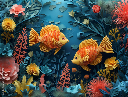 Papercraft of the undersea world