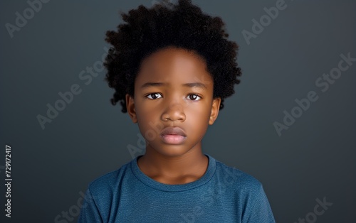Young Multiracial Boy With a Serious Expression
