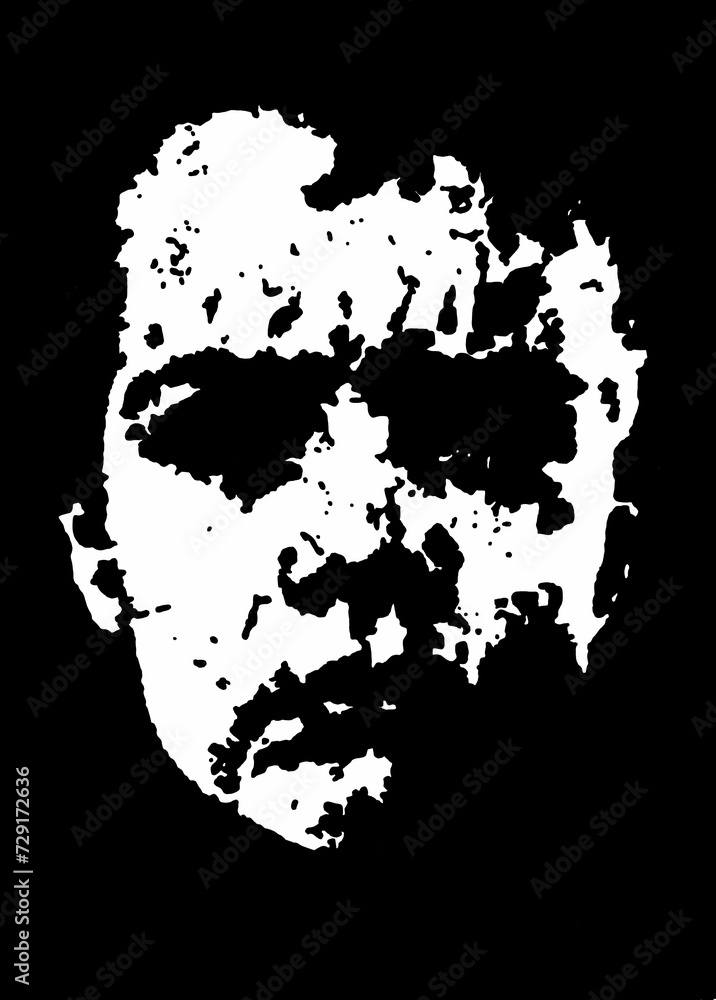 Boy face Grunge torn posters  abstract background  Air pollution  damaging skin