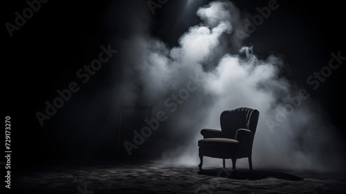Directors place a lonely chair in the stage smoke