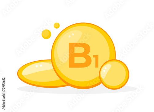 Vitamin B1 Thiamine supplement capsules representation for energy and nervous system support