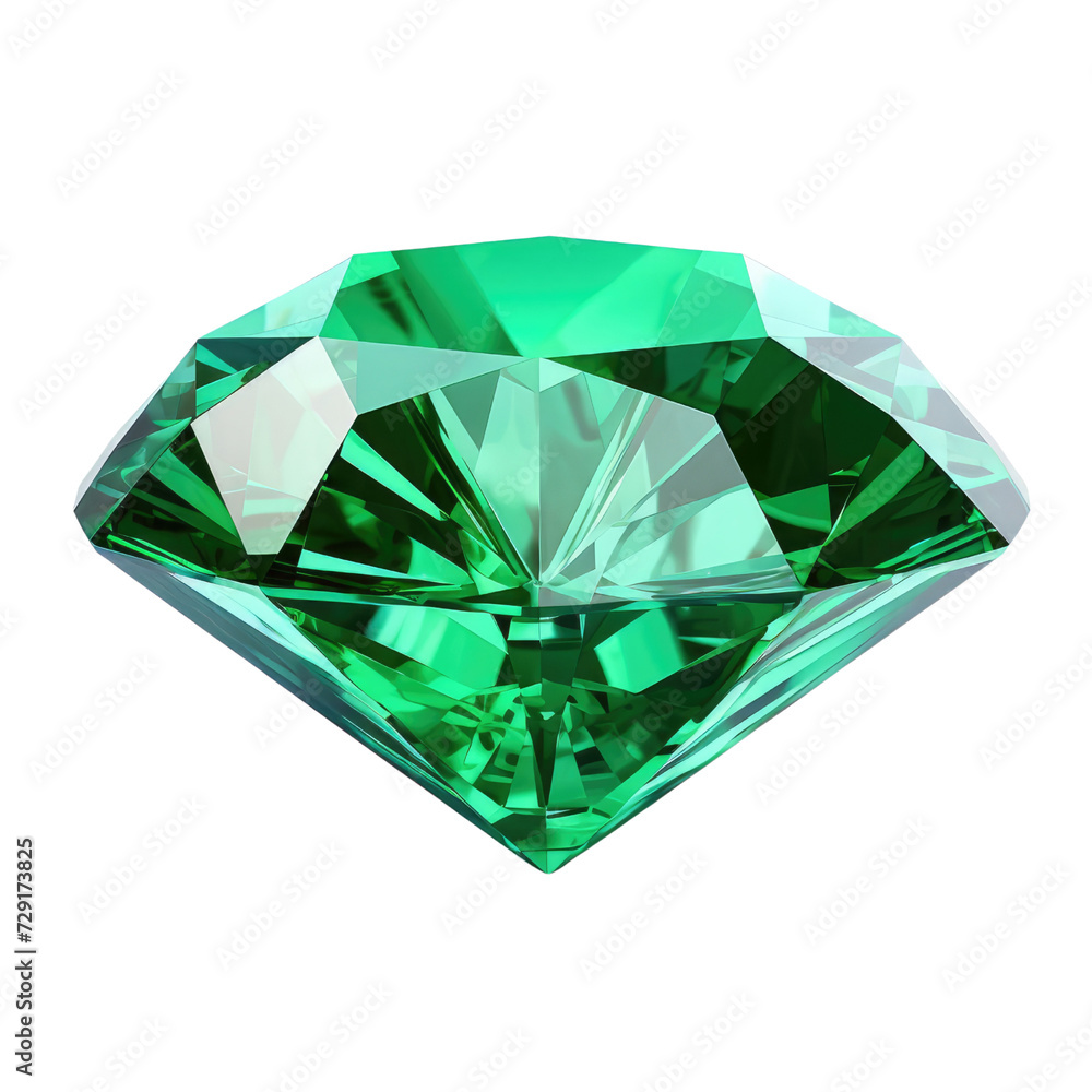 Side view top view green diamond on trasparent background Side view top view green diamond on trasparent background