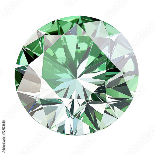 Side view top view green diamond on trasparent background