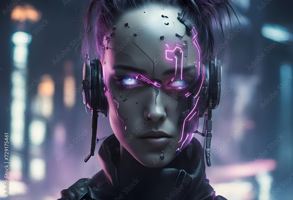 Photo of cyberpunk face Photo of cyberpunk face