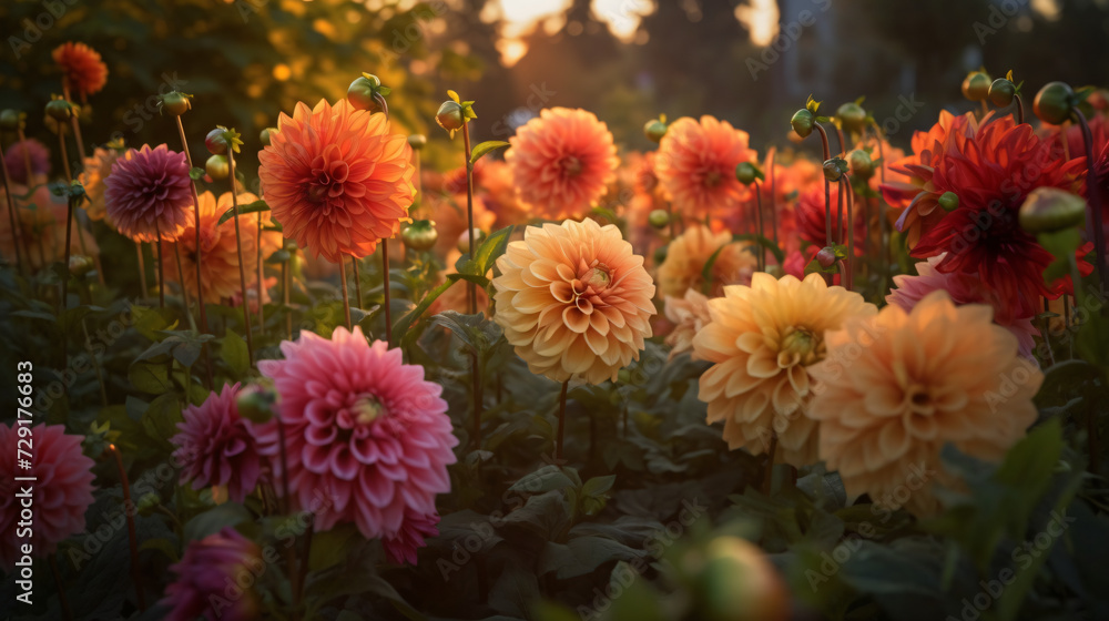 cinematic beauty of a garden filled with carnations during sunset cinematic beauty of a garden filled with carnations during sunset