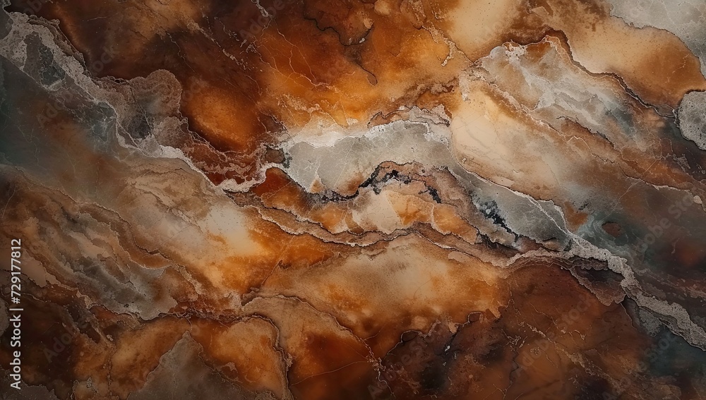 Elegant brown marble background with captivating abstract pattern beauty of natural stone textured surface blending shades of orange and yellow creates modern and artistic wallpaper design
