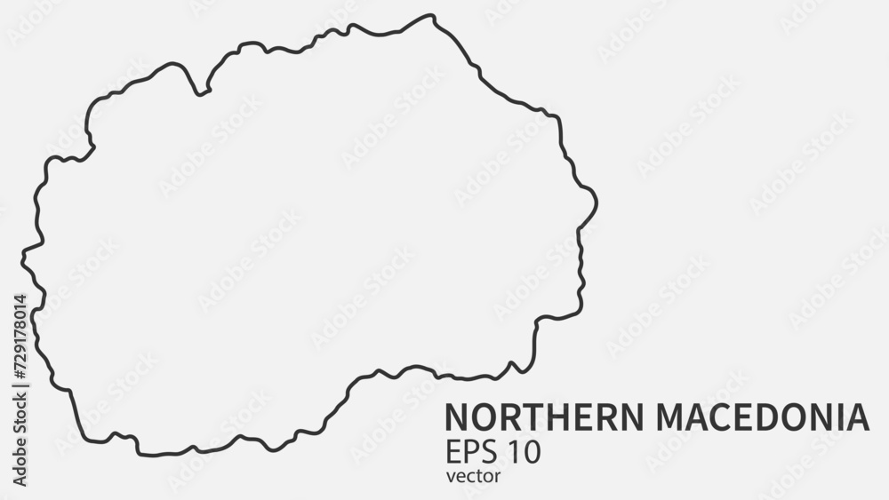 Vector line map of North Macedonia. Vector design isolated on white background.	
