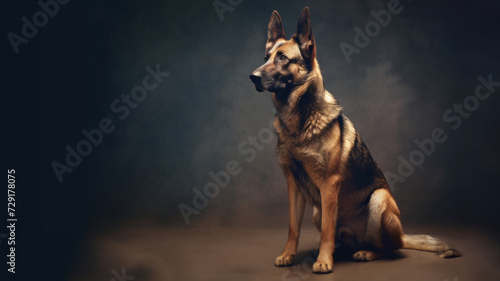 Cute Dog portrait studio shoot Studio background  Copy space