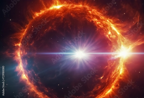 Fenomeno Solare- Esplosione di Energia nel Buio dello Spazio photo