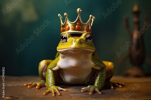 green frog with crown illustration
