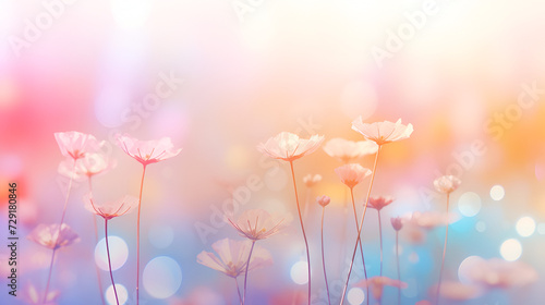 Delicate closed wild flower buds with blurred bokeh lights background,, 8k resolution full 3d view wallpaper of colours