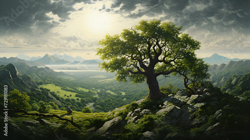 trees in the mountains,, tree in the mountains 3d wallpaper 8k image full resolution 