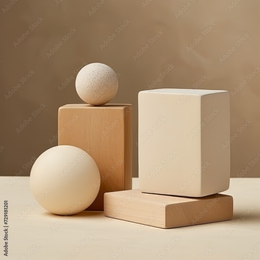 Wooden stand for product presentation with balls. Wooden stand for product presentation with balls.