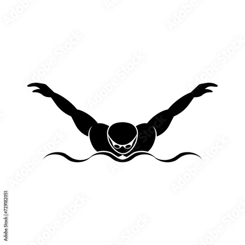 Swimming Icon. Sport Water Symbol - Vector.    