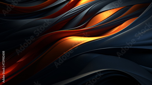 Abstract futuristic background with dark and warm color wave shapes. Visualization of motion 3d waves. Wallpaper or backdrop for modern projects