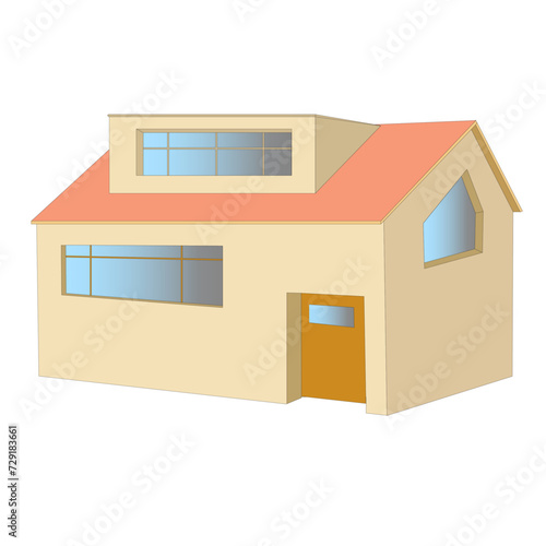 Modèle d'une maison individuelle sur fond blanc