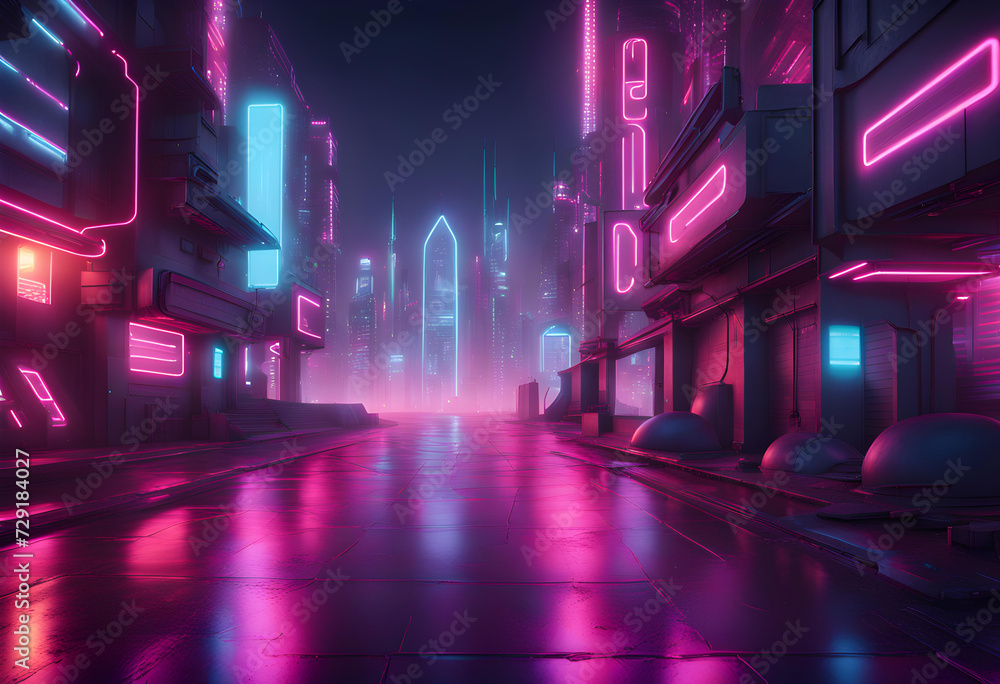 Photorealistic 3d illustration of the futuristic city