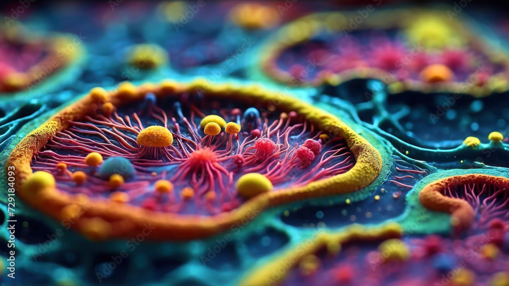 Macro photo with unusual multi-colored colonies of microorganisms of ...