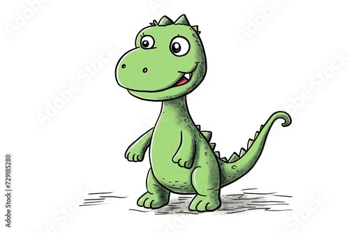 childlike drawing of cute dinosaur illustration