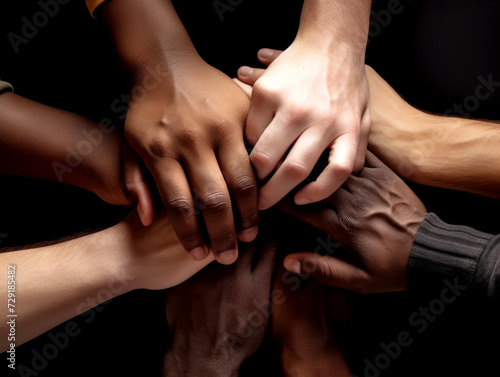 Multiracial Hands Together in Unity