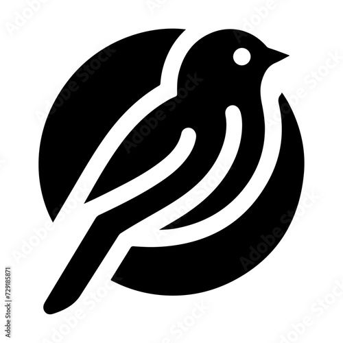 Finch bird logo concept, black color silhouette, white background