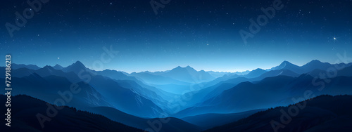 Swiss Alps blue mountain silhouettes seen from Mt Niesen during an autumn evening With copyspace for text © NaLan