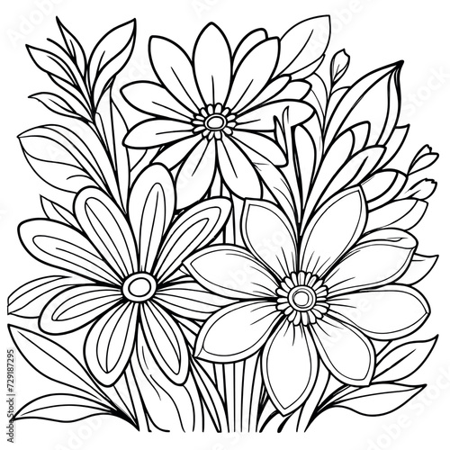 Children s floral illustration doodle coloring book hand drawn vector