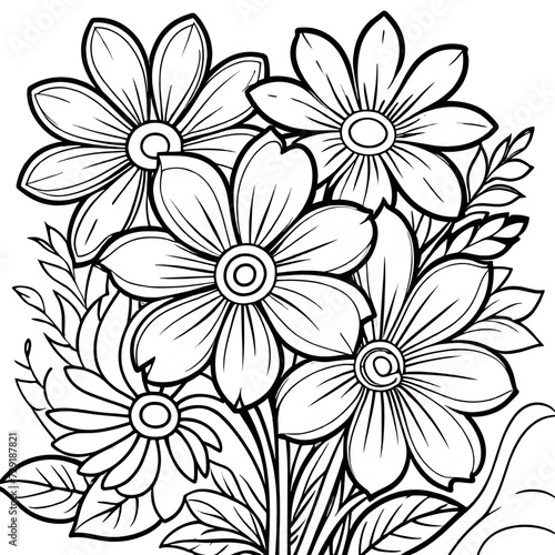 Children s floral illustration doodle coloring book hand drawn vector