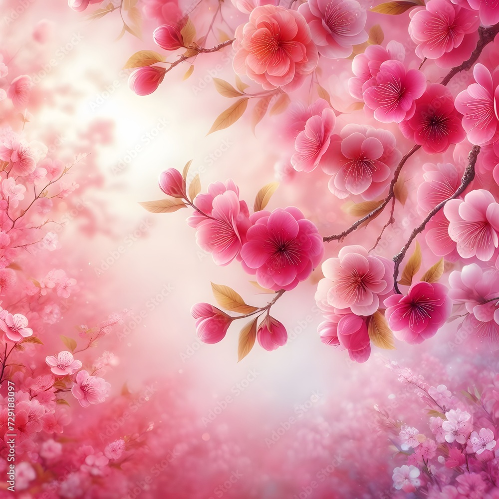 A vibrant pink floral background, creating a symphony of colors and fragrances.  AI Generated