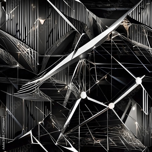 Abstract Structure in Black and White. Generative AI.