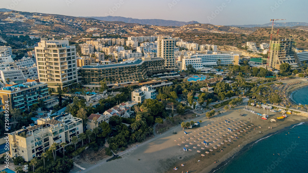 Naklejka premium Aerial view of the seafront of Limassol, Cyprus.