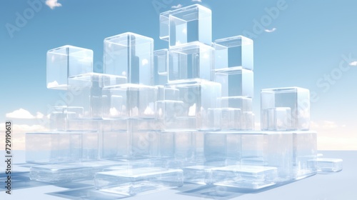 Floating Group of Cubes. Background  wallpaper. 3d style imitation.