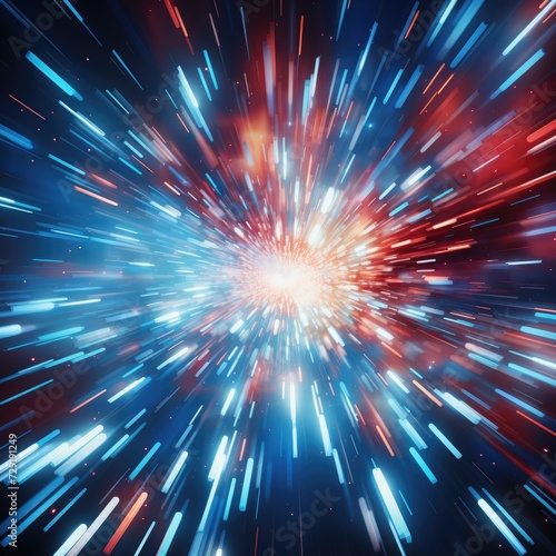 Futuristic speed motion with blue and red rays of light abstract background