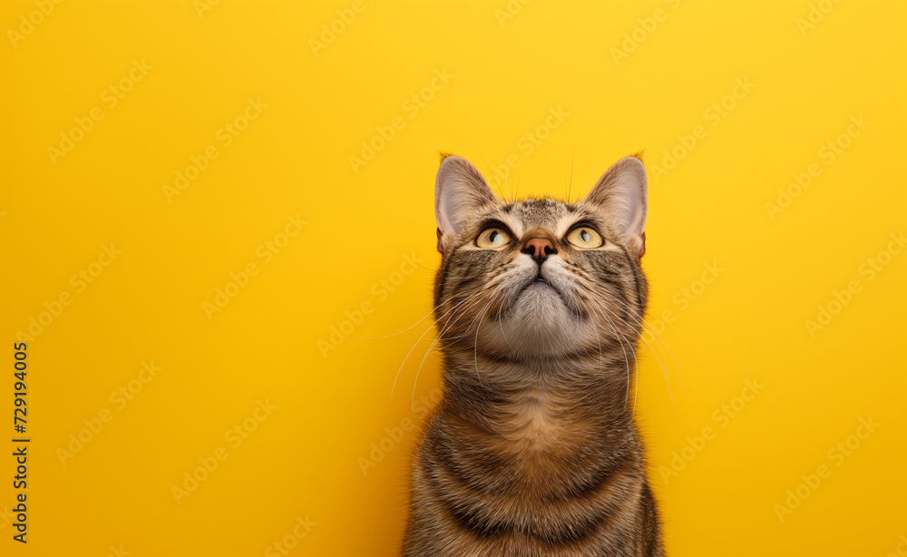 Adorable Cat Banner on Yellow Background