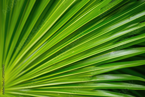 A tropical palm leaf, revealing its natural textures and rich green colors in detail © Veniamin Kraskov