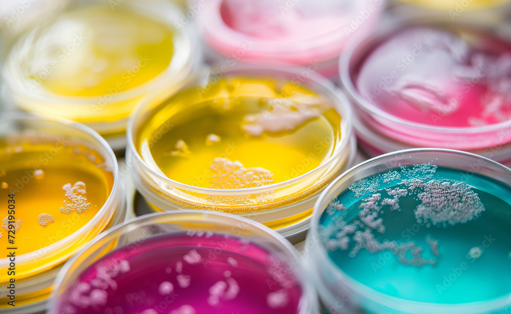 Abstract Laboratory Petri Dishes with Bacterial Colonies Abstract Laboratory Petri Dishes with Bacterial Colonies